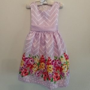 American Princess 2t Lavender Chevron Floral Dress